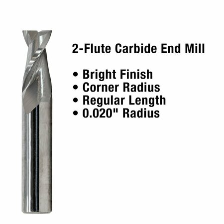 Sowa High Performance Cutting Tools 1DiaX1 Shank 0030 Radius 2Flute Reg Lngth Corner Radius Aluminum Green Series Carbide End Mill 153226